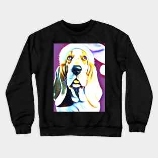 Basset Hound with Pink Santa Hat Crewneck Sweatshirt